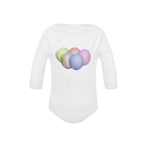 Pastel Colored Easter Eggs Baby Powder Organic Long Sleeve One Piece (Model T27)