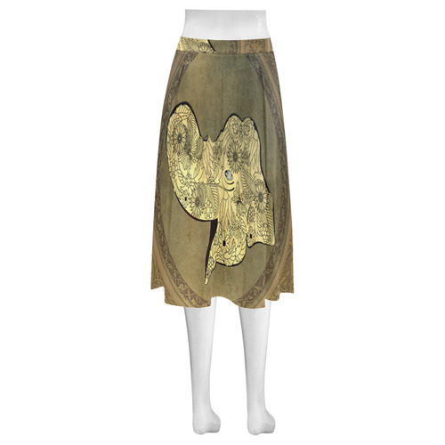 Mandala of cute elephant Mnemosyne Women's Crepe Skirt (Model D16)