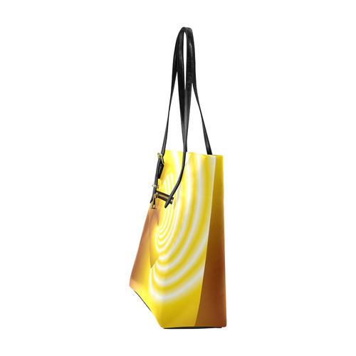 Yellow and White Swirls Love Heart Euramerican Tote Bag/Small (Model 1655)