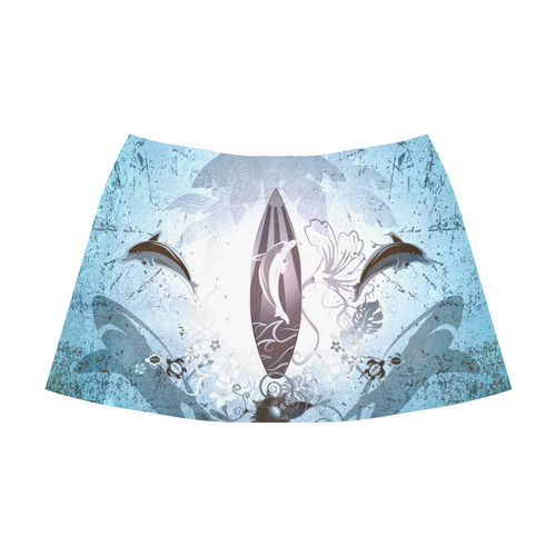 Surfing, surfboard and sharks Mnemosyne Women's Crepe Skirt (Model D16)