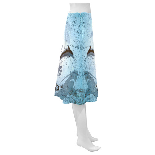 Surfing, surfboard and sharks Mnemosyne Women's Crepe Skirt (Model D16)