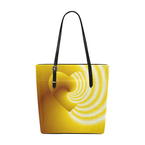 Yellow and White Swirls Love Heart Euramerican Tote Bag/Small (Model 1655)