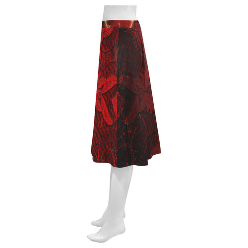 Heart on vintage background Mnemosyne Women's Crepe Skirt (Model D16)