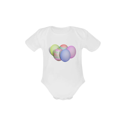 Pastel Colored Easter Eggs Baby Powder Organic Short Sleeve One Piece (Model T28)