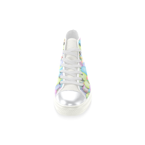 Pastel Colored Easter Eggs High Top Canvas Shoes for Kid (Model 017)