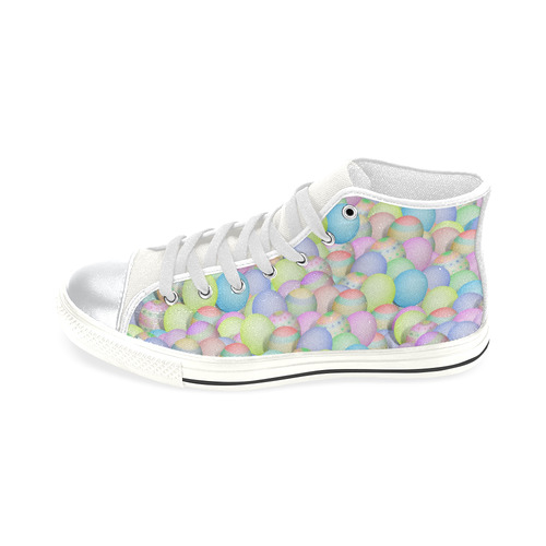 Pastel Colored Easter Eggs High Top Canvas Shoes for Kid (Model 017)