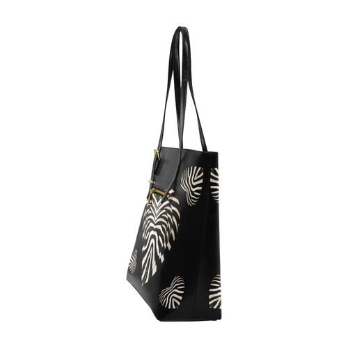 Black and White Zebra Fur Love Hearts Euramerican Tote Bag/Small (Model 1655)