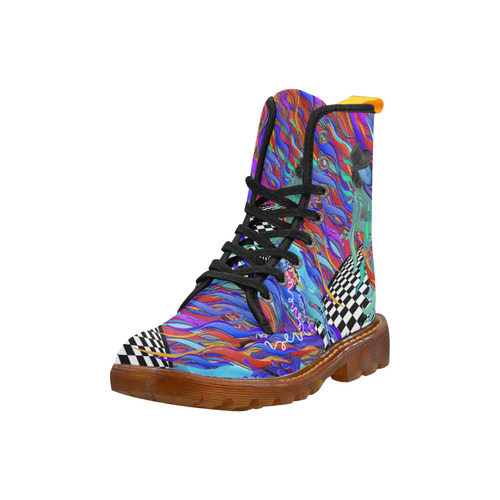 Colorful Guitar Music Print Marten Style Boots Shoes Martin Boots For Women Model 1203H