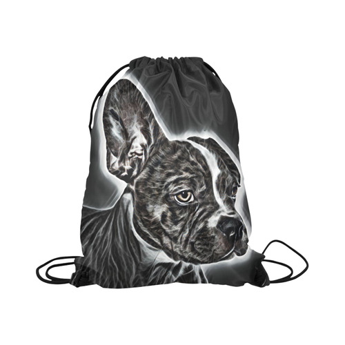 Lovely Buddy Black and White Large Drawstring Bag Model 1604 (Twin Sides)  16.5"(W) * 19.3"(H)