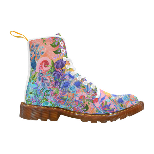 Pink Flower Garden Print Boots by Juleez Martin Boots For Women Model 1203H