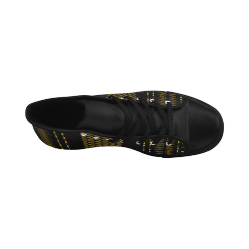 Black and Gold Tribal Pattern Aquila High Top Microfiber Leather Men's Shoes/Large Size (Model 032)