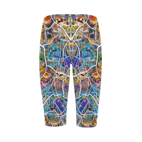 Cracked Wall Colorful Print Crop Legging Hestia Cropped Leggings (Model L03)