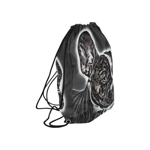 Lovely Buddy Black and White Large Drawstring Bag Model 1604 (Twin Sides)  16.5"(W) * 19.3"(H)