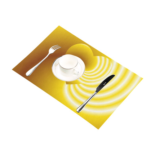 Yellow and White Swirls Love Heart Placemat 12''x18''