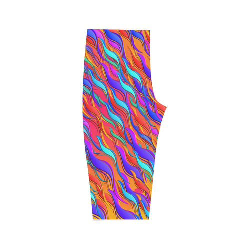 Crazy Color Waves Print Crop Leggings Hestia Cropped Leggings (Model L03)