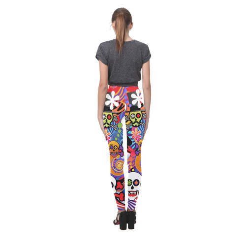 Fun Sugar Skull Colorful Print Leggings Cassandra Women's Leggings (Model L01)