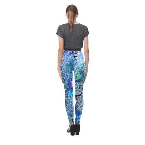 Peacock Flowers Colorful Print Leggings by Juleez Cassandra Women's Leggings (Model L01)