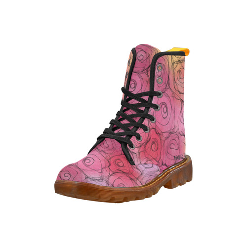 Red Pastel Roses. Inspired by the Magic Island of Gotland. Martin Boots For Women Model 1203H