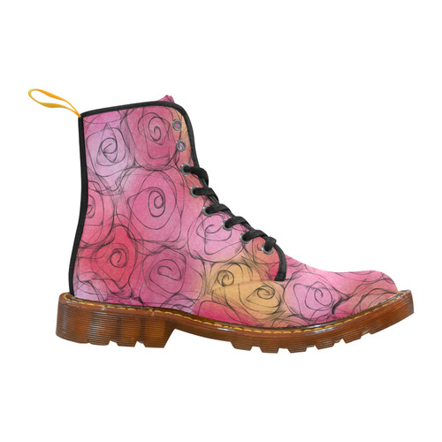 Red Pastel Roses. Inspired by the Magic Island of Gotland. Martin Boots For Women Model 1203H