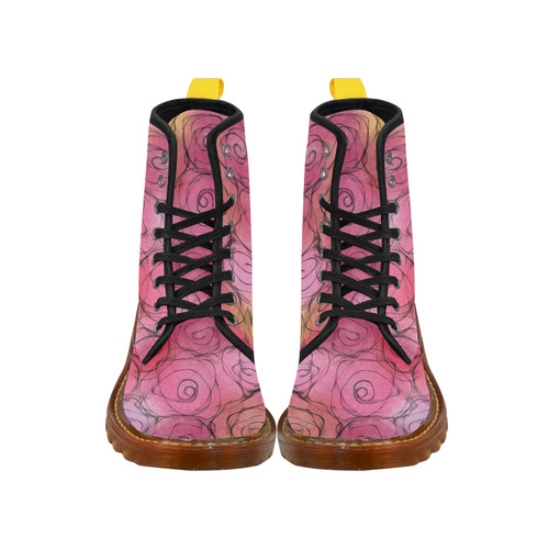 Red Pastel Roses. Inspired by the Magic Island of Gotland. Martin Boots For Women Model 1203H