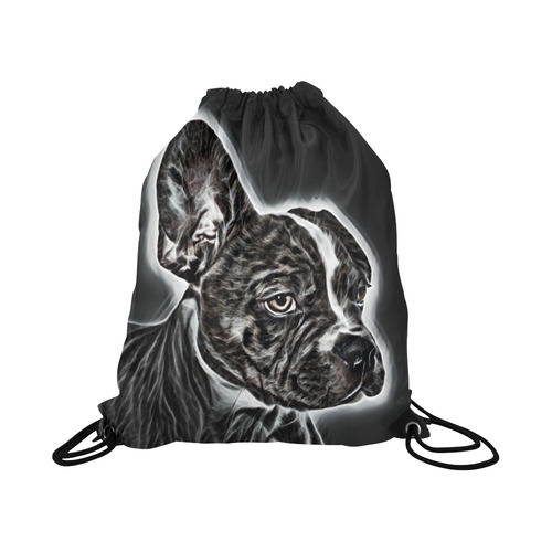 Lovely Buddy Black and White Large Drawstring Bag Model 1604 (Twin Sides)  16.5"(W) * 19.3"(H)