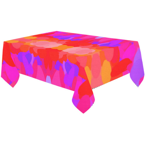 Purple, Pink and Orange Tie Dye Cotton Linen Tablecloth 60"x120"