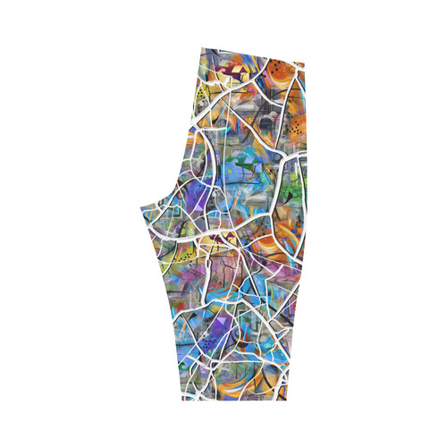 Cracked Wall Colorful Print Crop Legging Hestia Cropped Leggings (Model L03)