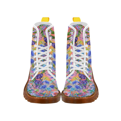 Pink Flower Garden Print Boots by Juleez Martin Boots For Women Model 1203H