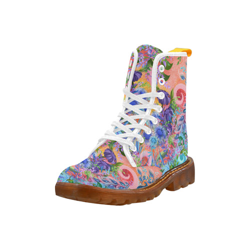 Pink Flower Garden Print Boots by Juleez Martin Boots For Women Model 1203H