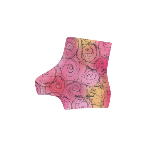 Red Pastel Roses. Inspired by the Magic Island of Gotland. Martin Boots For Women Model 1203H