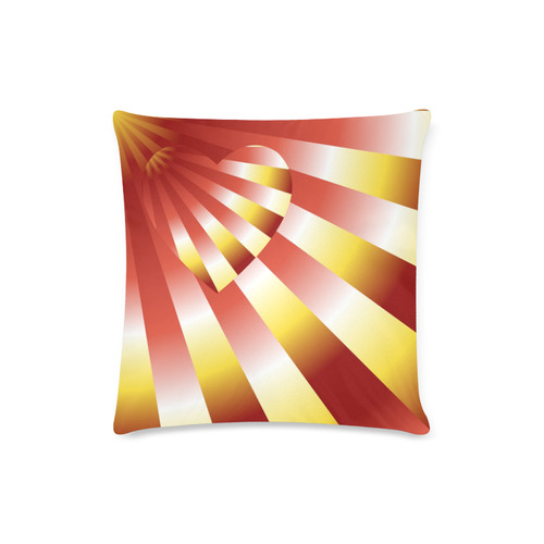 Orange, Red & Yellow Autumn Sunset Love Heart Custom Zippered Pillow Case 16"x16"(Twin Sides)