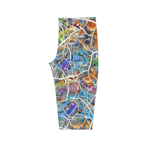 Cracked Wall Colorful Print Crop Legging Hestia Cropped Leggings (Model L03)