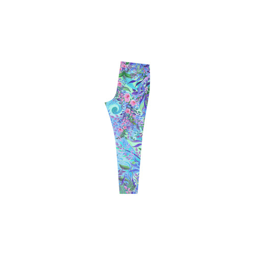 Blue Purple Pink Flowers Print Leggings Cassandra Women's Leggings (Model L01)