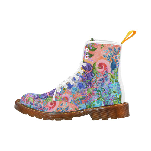 Pink Flower Garden Print Boots by Juleez Martin Boots For Women Model 1203H