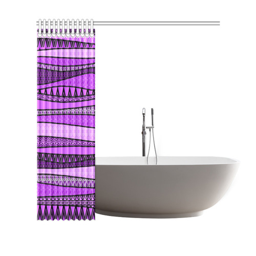 Purple African Pattern Mix Shower Curtain 69"x70"