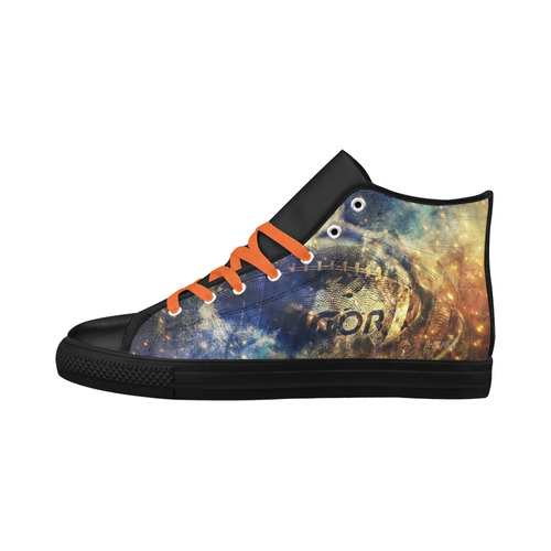 Abstract american football Aquila High Top Microfiber Leather Women's Shoes/Large Size (Model 032)