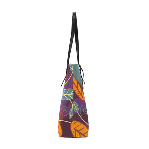 Orange Teal Leaves Colorful Floral Pattern Euramerican Tote Bag/Small (Model 1655)