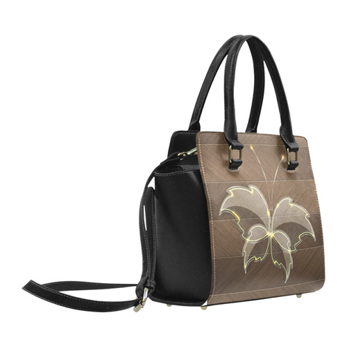 Glass Butterfly on Wooden Board Classic Shoulder Handbag (Model 1653)