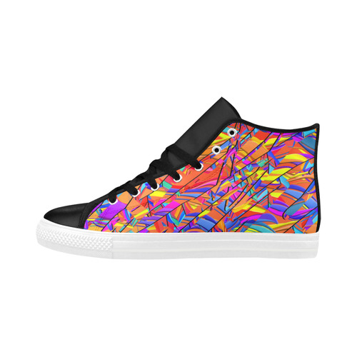 Crazy Color Shards Print High Top Sneaker Aquila High Top Microfiber Leather Women's Shoes (Model 032)