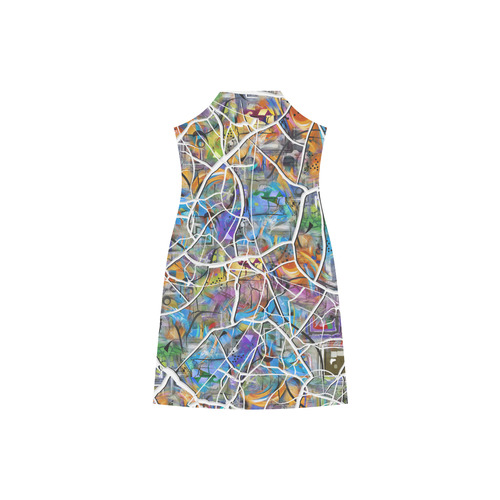 Colorful Cracked Graphic Print Dress V-Neck Open Fork Long Dress(Model D18)