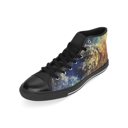 Abstract american football High Top Canvas Shoes for Kid (Model 017)