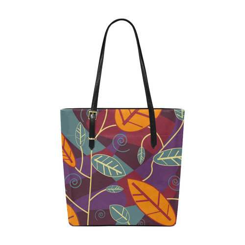 Orange Teal Leaves Colorful Floral Pattern Euramerican Tote Bag/Small (Model 1655)