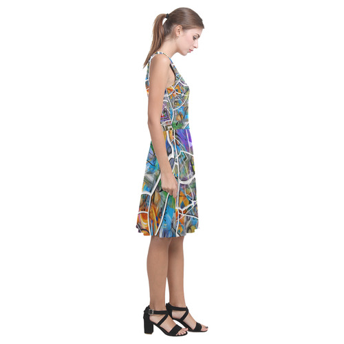 Cracked Lines Graphic Print Dress Atalanta Casual Sundress(Model D04)