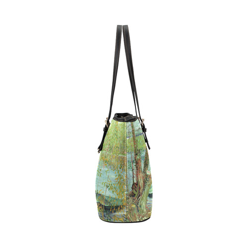 Van Gogh Fishing in the Spring Leather Tote Bag/Small (Model 1651)