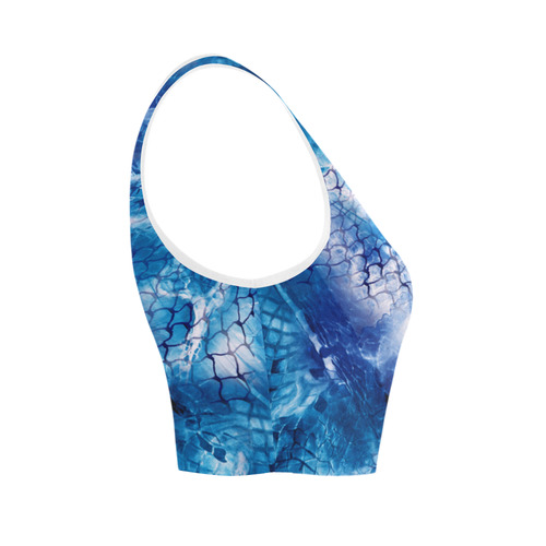 Blue Fishnet Print Design Crop Top Women's Crop Top (Model T42)