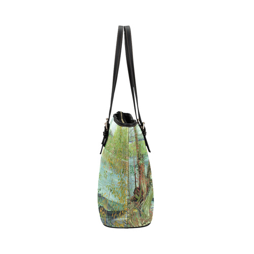 Van Gogh Fishing in the Spring Leather Tote Bag/Small (Model 1651)