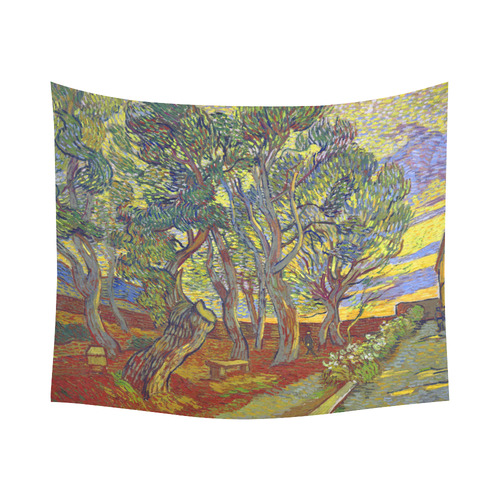 Van Gogh Garden St Paul's Hospital Cotton Linen Wall Tapestry 60"x 51"