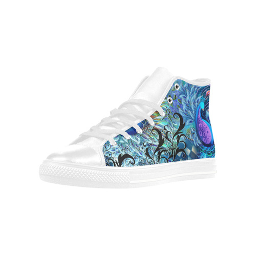 Peacock Print High Top Fashion Sneakers Aquila High Top Microfiber Leather Women's Shoes (Model 032)