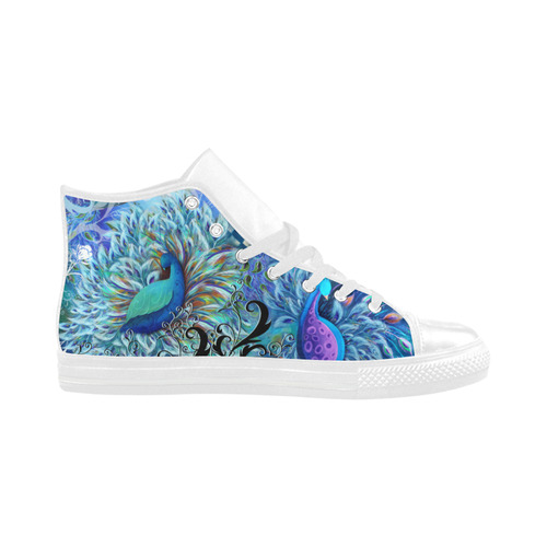 Peacock Print High Top Fashion Sneakers Aquila High Top Microfiber Leather Women's Shoes (Model 032)