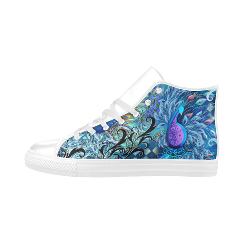 Peacock Print High Top Fashion Sneakers Aquila High Top Microfiber Leather Women's Shoes (Model 032)